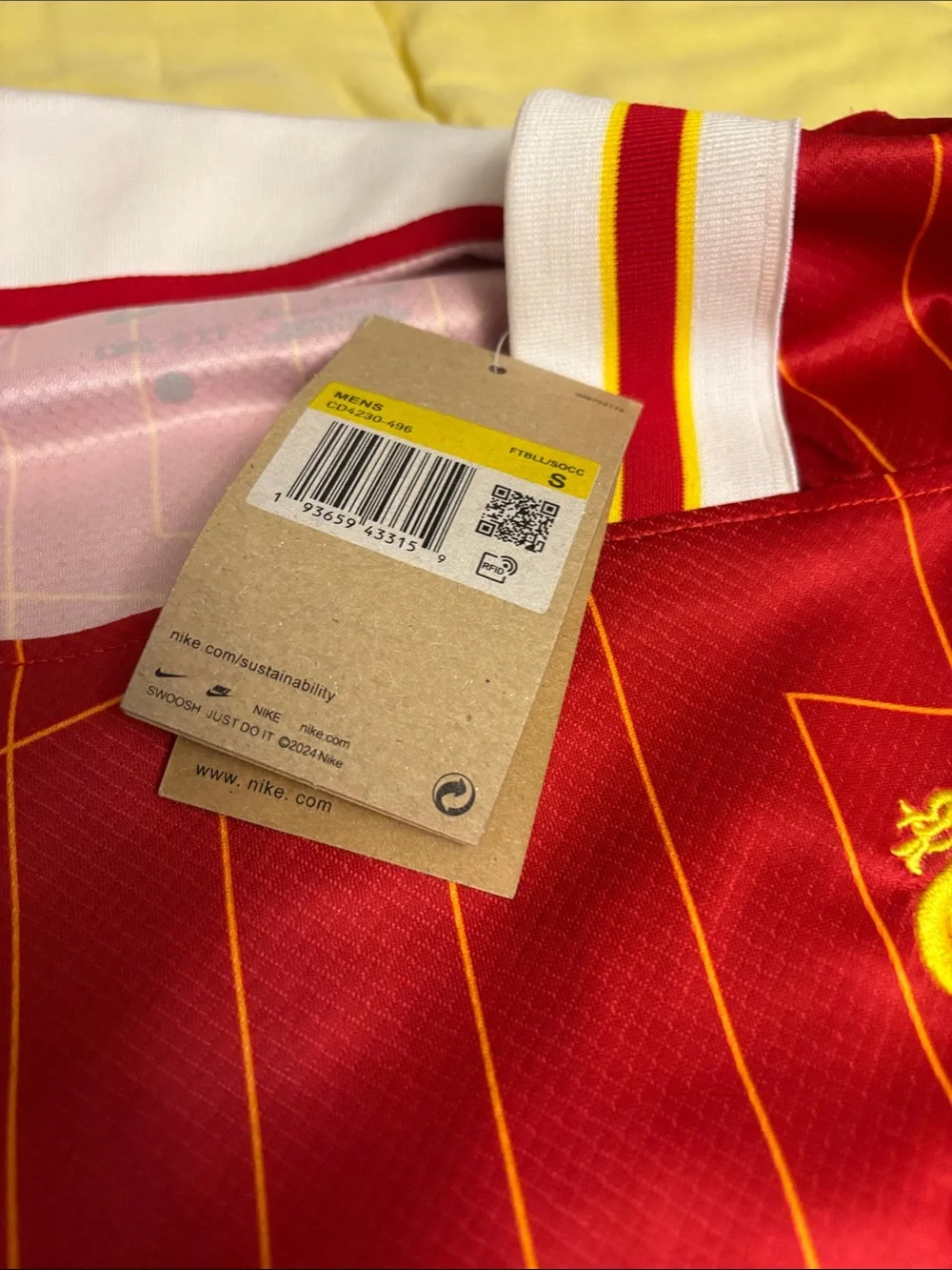 Nike Red Liverpool FC Home Shirt with Yellow Accents